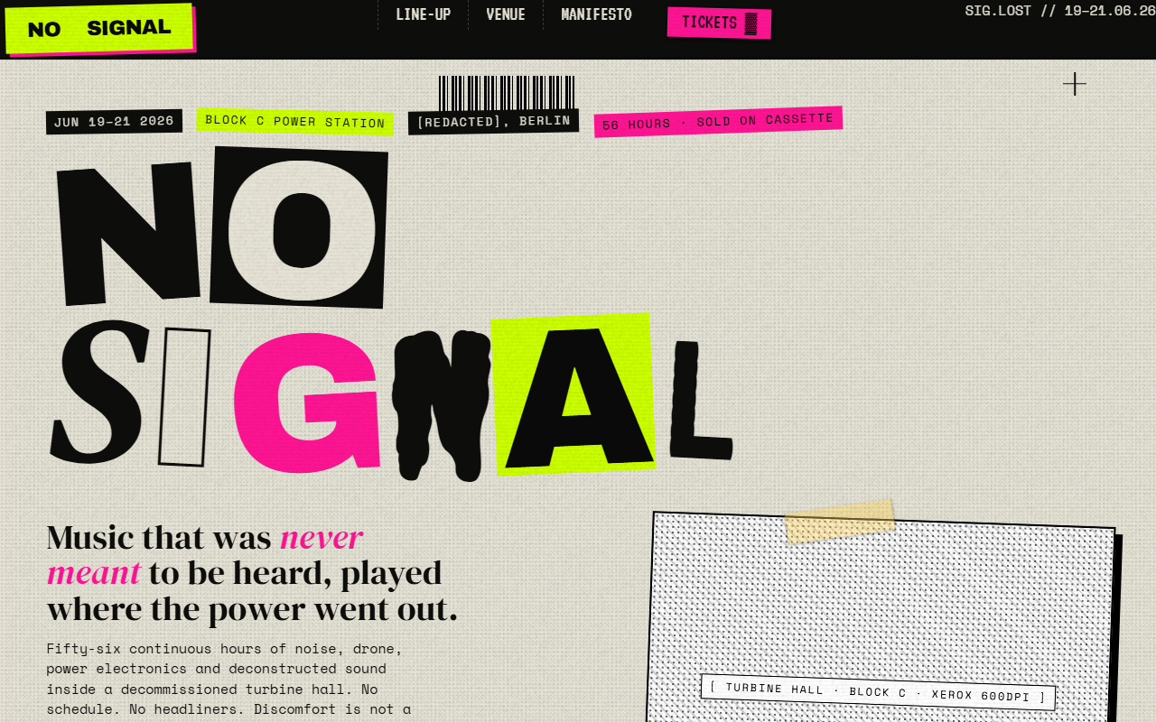 Claude Opus 4.8 build of the anti-design landing page