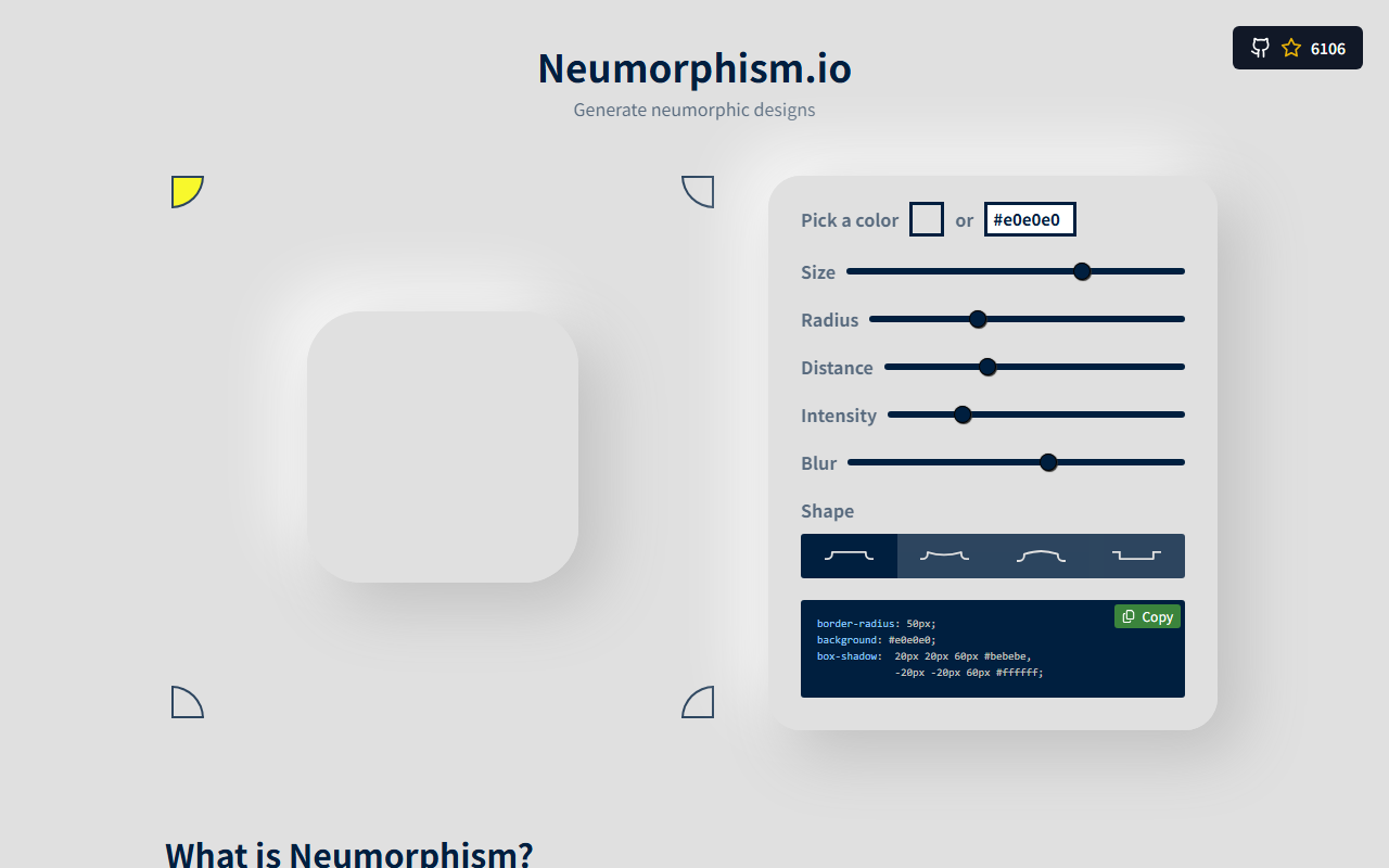 Neumorphism.io screenshot