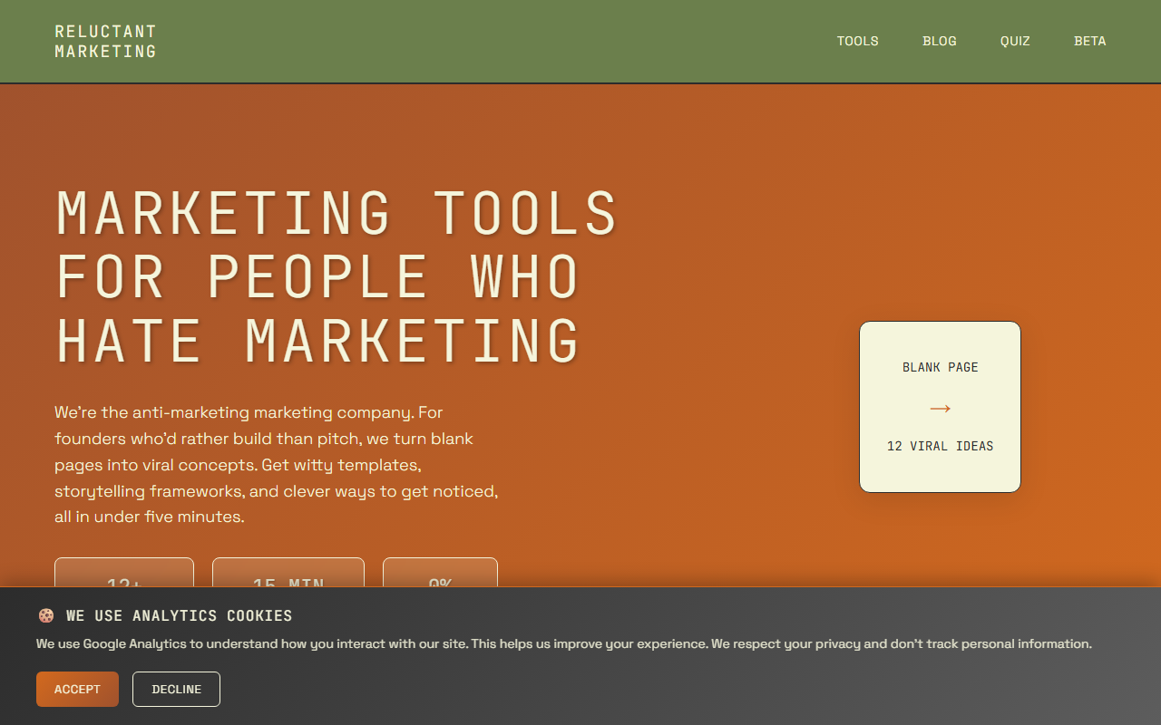Reluctant Marketing screenshot