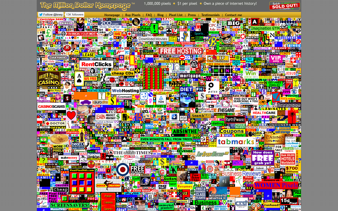 Million Dollar Homepage screenshot
